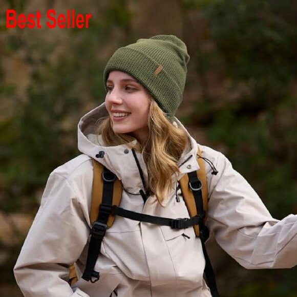 Soft Merino Wool Blend Beanie Slouch Cuffed Winter Hat Unisex main image 6